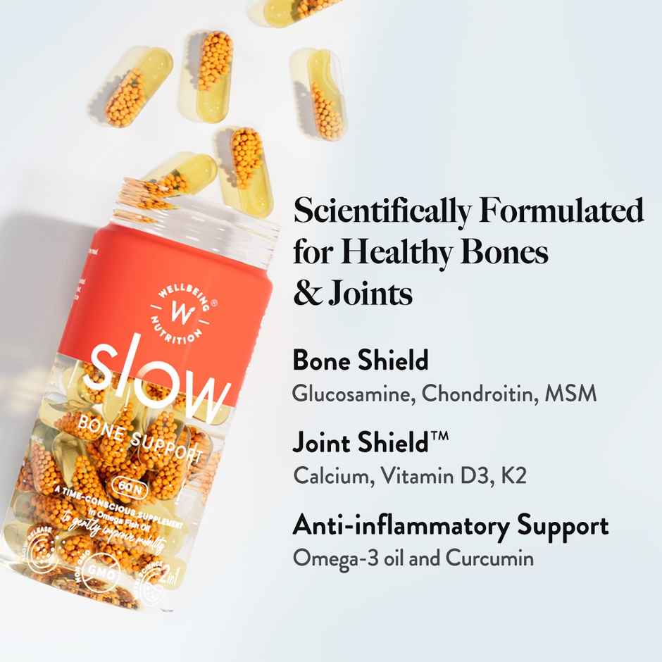 Wellbeing Nutrition Slow Bone Support Vitamin Supplements, Glucosamine, Chondroitin, Calcium