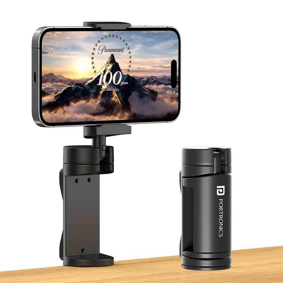 Portronics Mobot Clip 360� Deg Mobile Phone Holder with Adjustable Viewing Angles(Black)