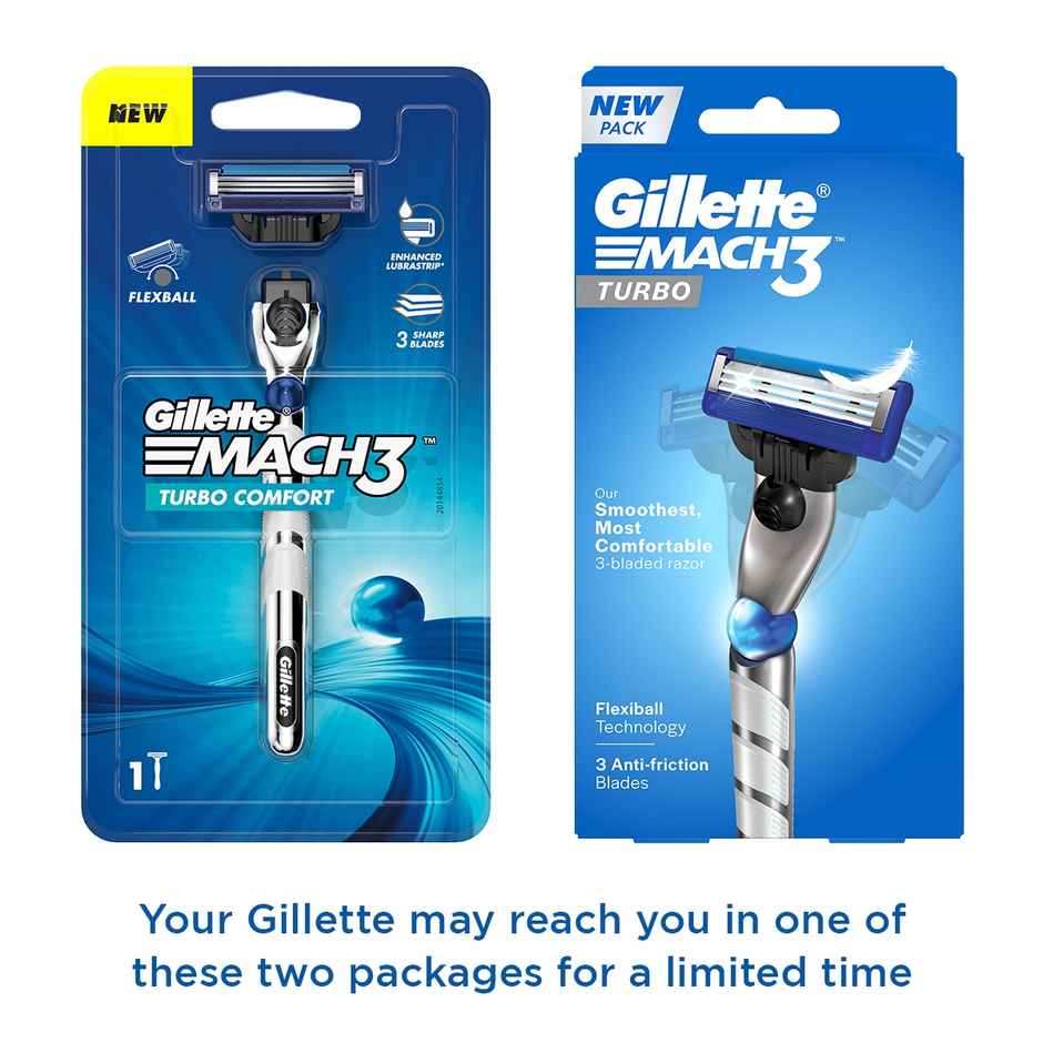 Gillette Mach 3 Turbo Manual Shaving Razor For Men