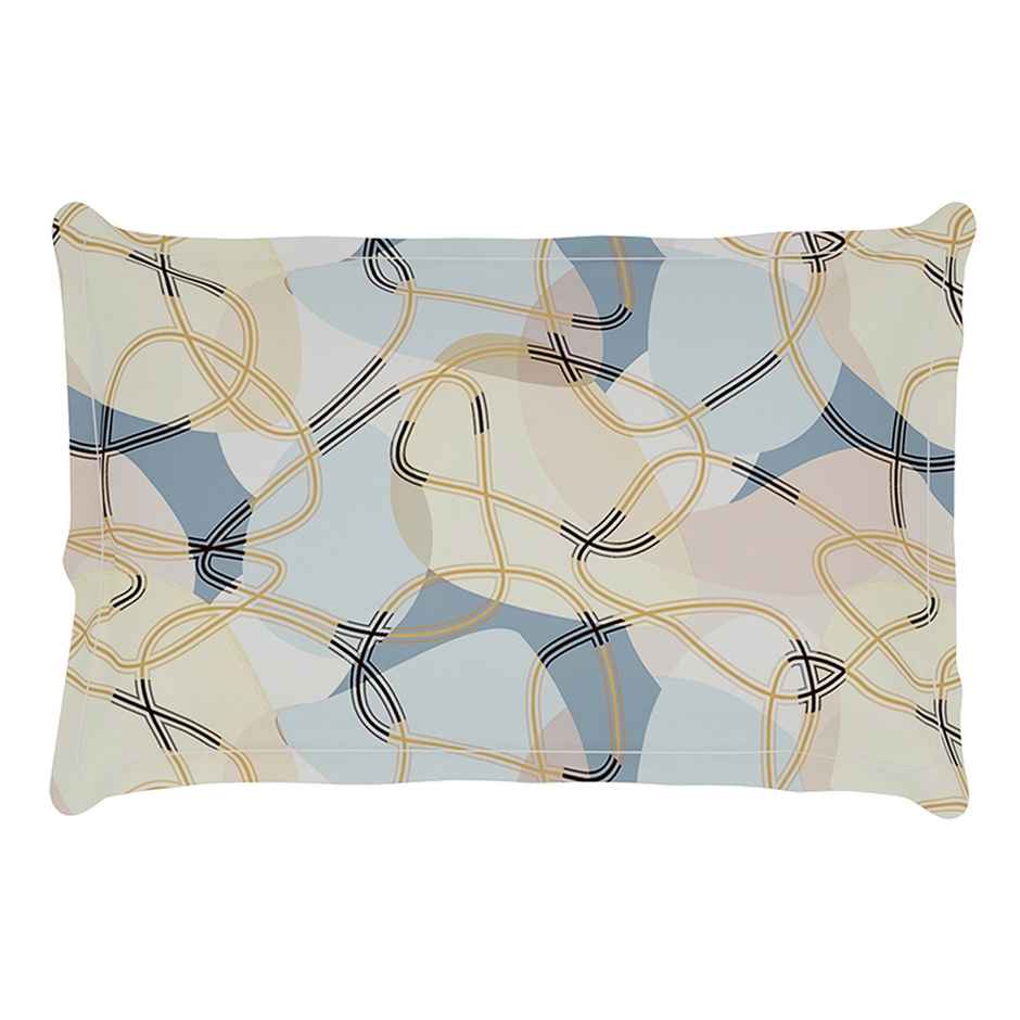 Story@Home 160 TC Microfiber Single Abstract Flat Bedsheet | Light Cream & Light Grey