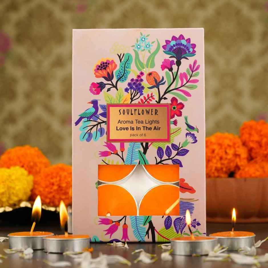 Tea Light Candles | Love is in the Air | Pack of 6 | Celebration T-Lights | Soulflower