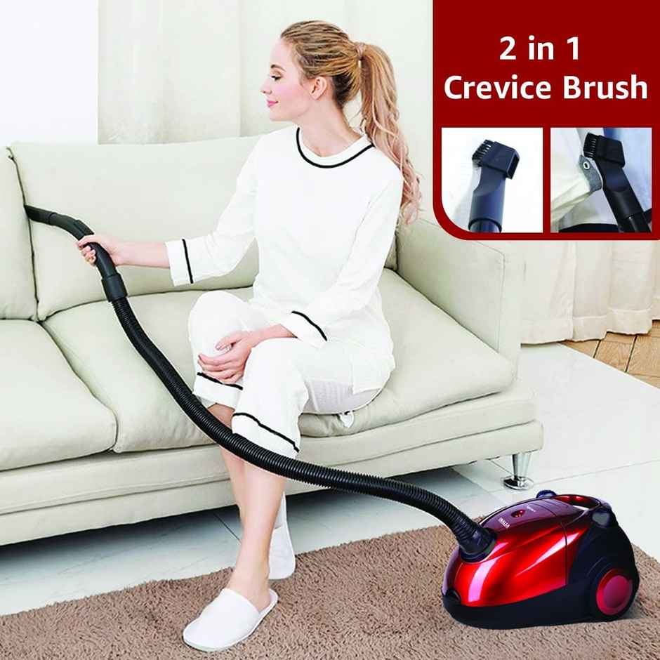 Inalsa Spruce 1200W Vacuum Cleaner | Blower Function | Reusable Cloth Dust Bag | 2 L Capacity | Red, Black