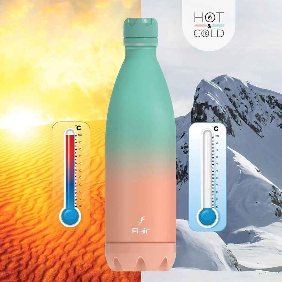 Flair Stainless Steel Pop Double | Walled Vacuum Insulated Bottle | Aqua Green & Coral Pink | 750 ml