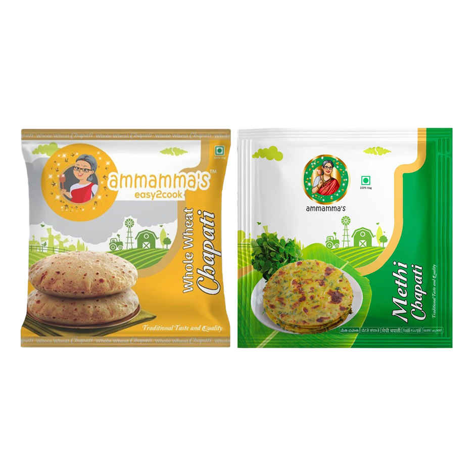 Ammamma'S Whole Wheat Chapati (10pc) & Ammamma'S Methi Chapati (10pc) Combo