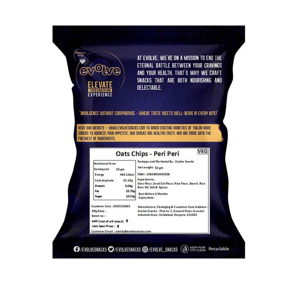 Evolve Snacks Oats Chips Peri Peri