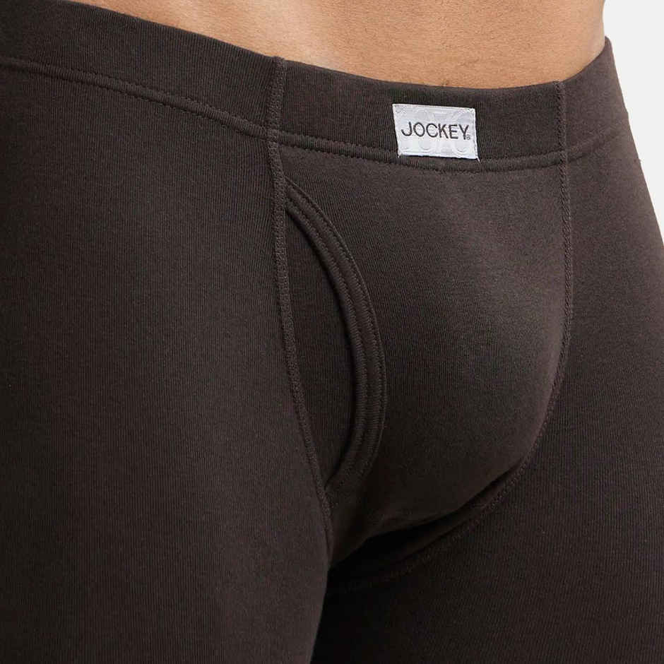 Jockey 8008 Men's Super Combed Cotton Rib Underwear Solid Boxer Brief|Concealed Waistband | Black-M