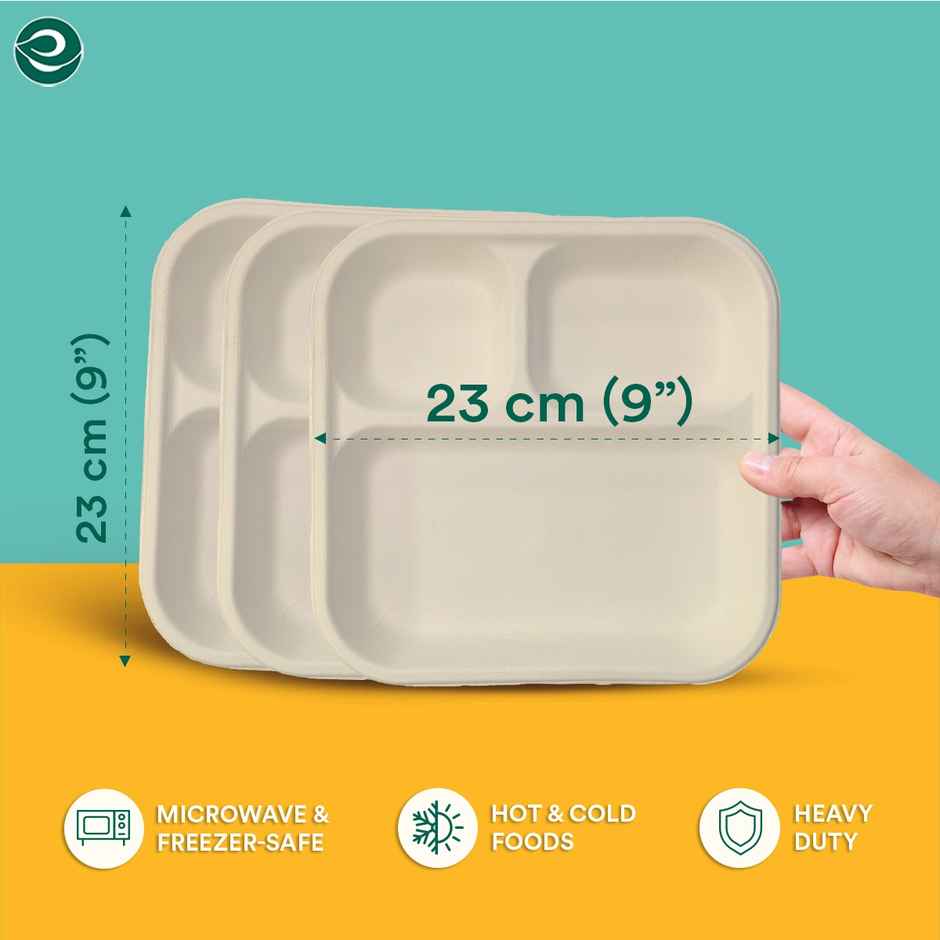 ECO SOUL 10 Count | 3CP Disposable Meal Tray/Plate