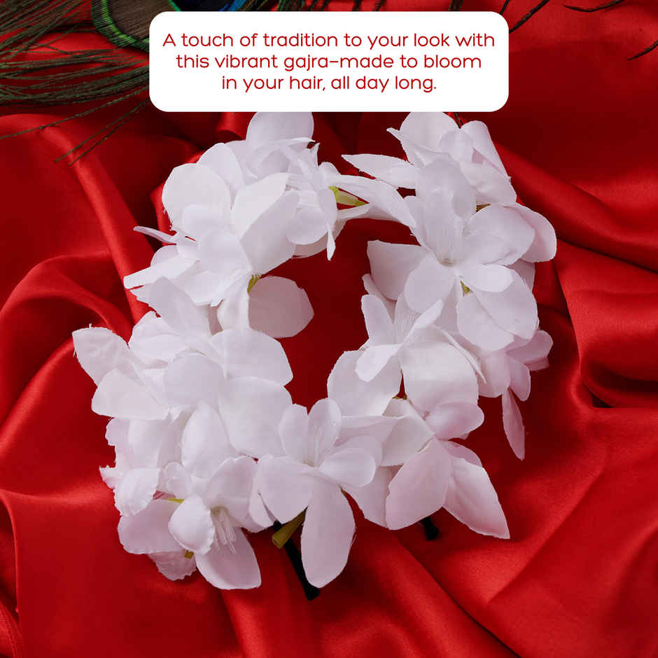 Artificial Flower Gajra | Traditional Hair Accessory | White | Oye Happy