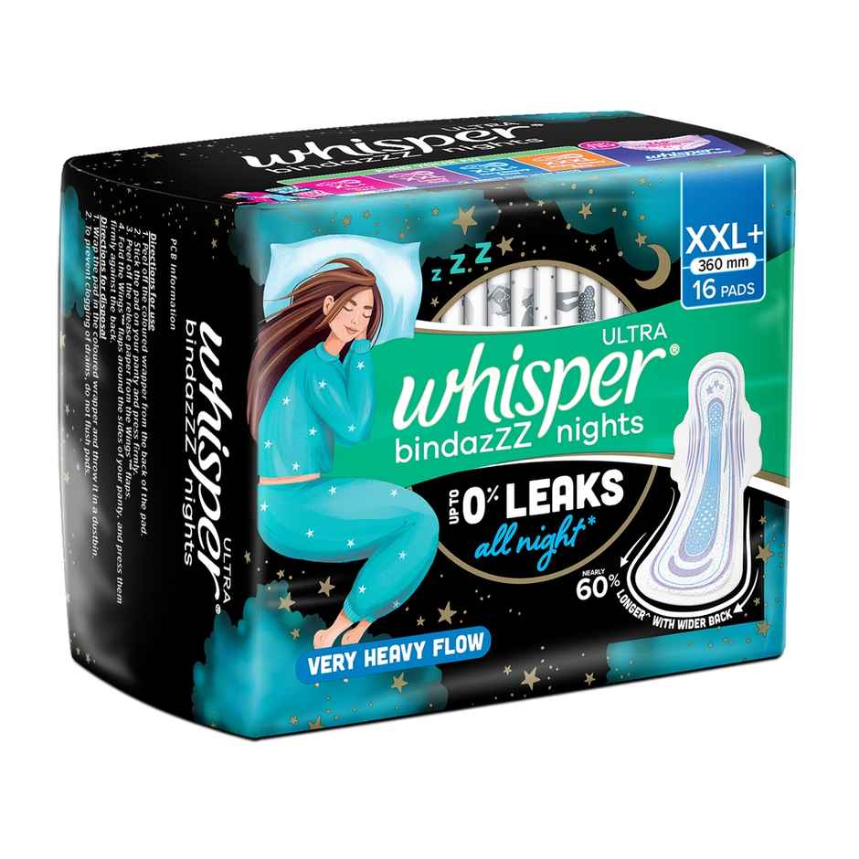 Whisper Bindazzz Nights 16 XXL+ Sanitary Pads