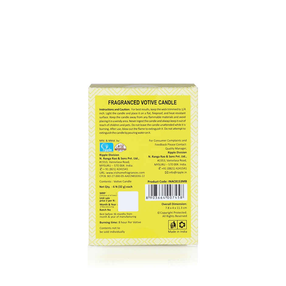 Scented Votive Candles Refills | Mango Sorbet | Pack of 6 | IRIS