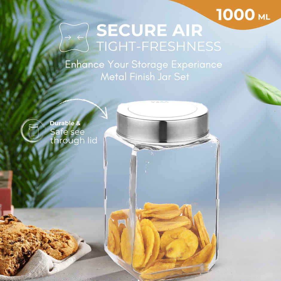 Yera Premium Glass Jar With Steel See-Through Lid 1 Pc 1070 ml (Each)