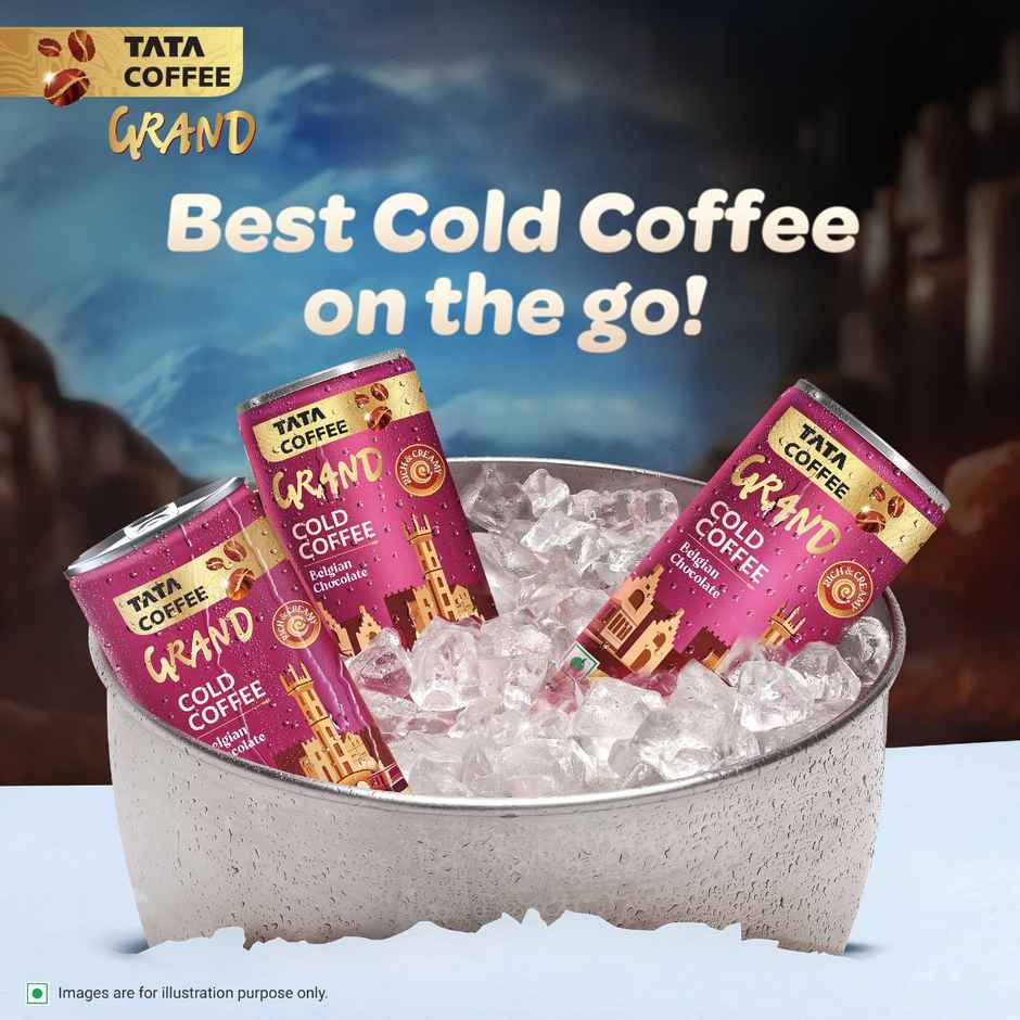 Tata Cold Coffee Belgian Chocolate Iced Coffee, Rich & Creamy, Flavoured Milk, Can