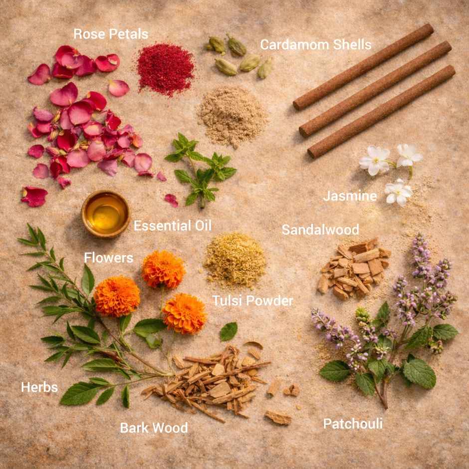 Pankhudiyan Premium Flower based Bambooless Dhoopsticks - 4 Fragrances Discovery Pack
