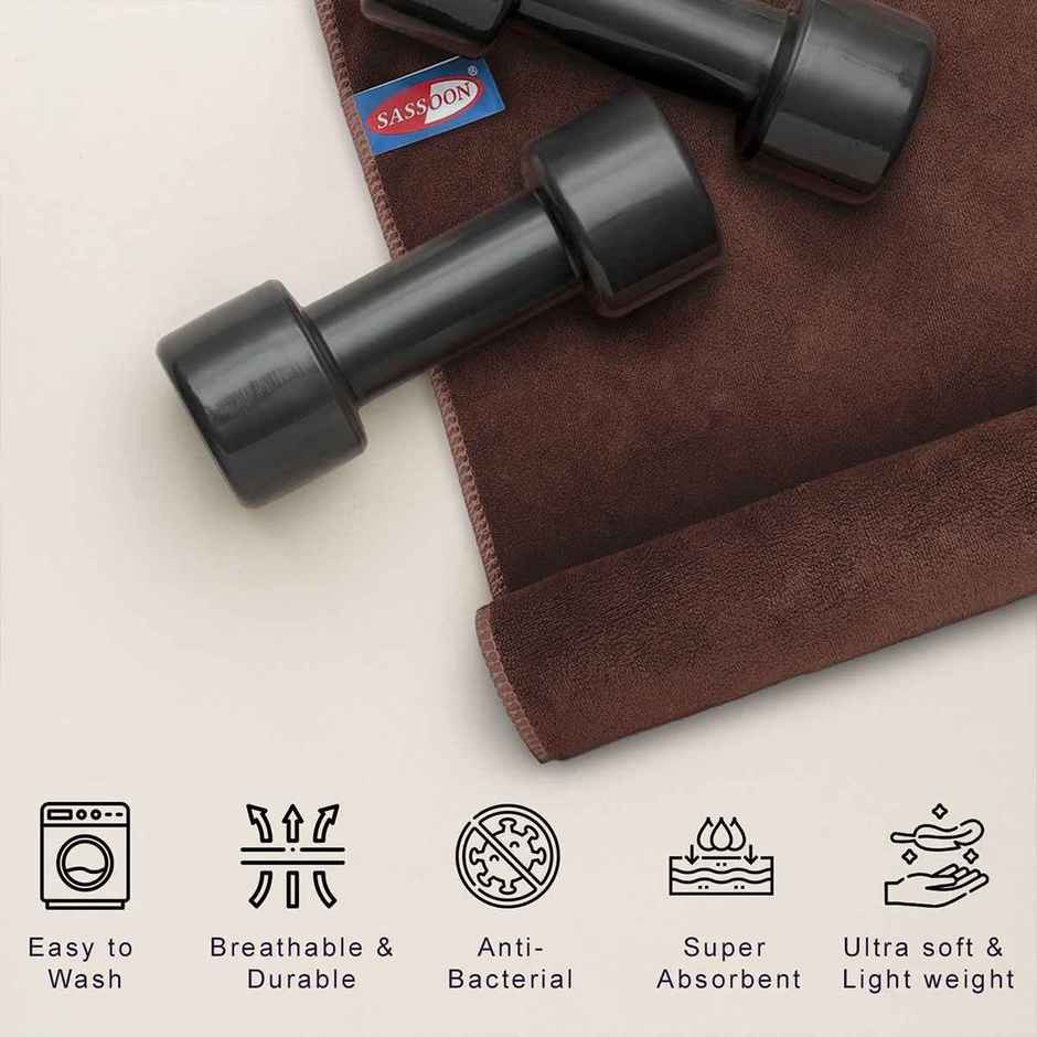 Sassoon Microfiber Gym-Sports Towel | Cocoa | 40 x 60 cm