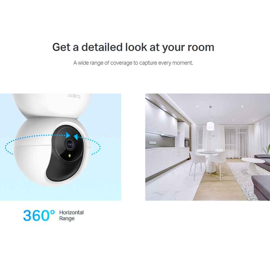 TP-Link Tapo C210P2 360Degree 3MP 2K 2304 Full HD 1296P Video Pan/Tilt Smart Wi-Fi Security Camera | Alexa Enabled | 2-Way Audio| Night Vision| Motion Detection | Indoor CCTV | Pack of 2 - White