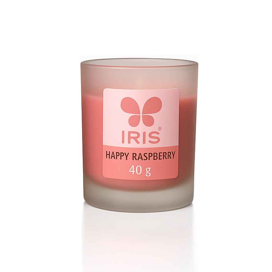 IRIS Happy Raspberry Frosted Shot Glass Votive Scented Candle 8 Hours Burn Time | Home Decor
