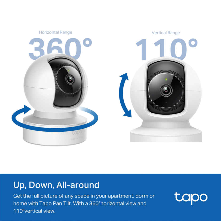TP-Link Tapo C222 2K QHD 1440p 4MP Pan/Tilt AI Smart Home Security Wi-Fi Camera| Works with Google Home and Alexa | 360Degree Ethernet/Wi-Fi Connection | Two-Way Audio| Advanced Night Vision - White