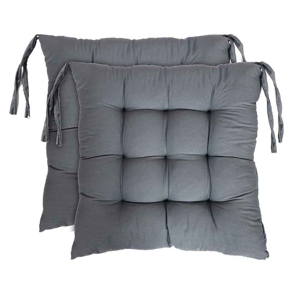 Kuber Industries Microfiber Square Chair Pad Seat Cushion | Car | Office | Dining |Grey | Pack of 2