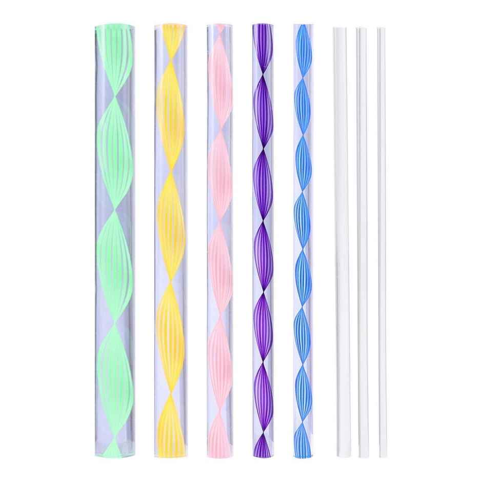 Chrome Mandala Art Tool Set of 8 Pcs Acrylic Flat Head Twisted Sticks for Nail Art & DIY Painting