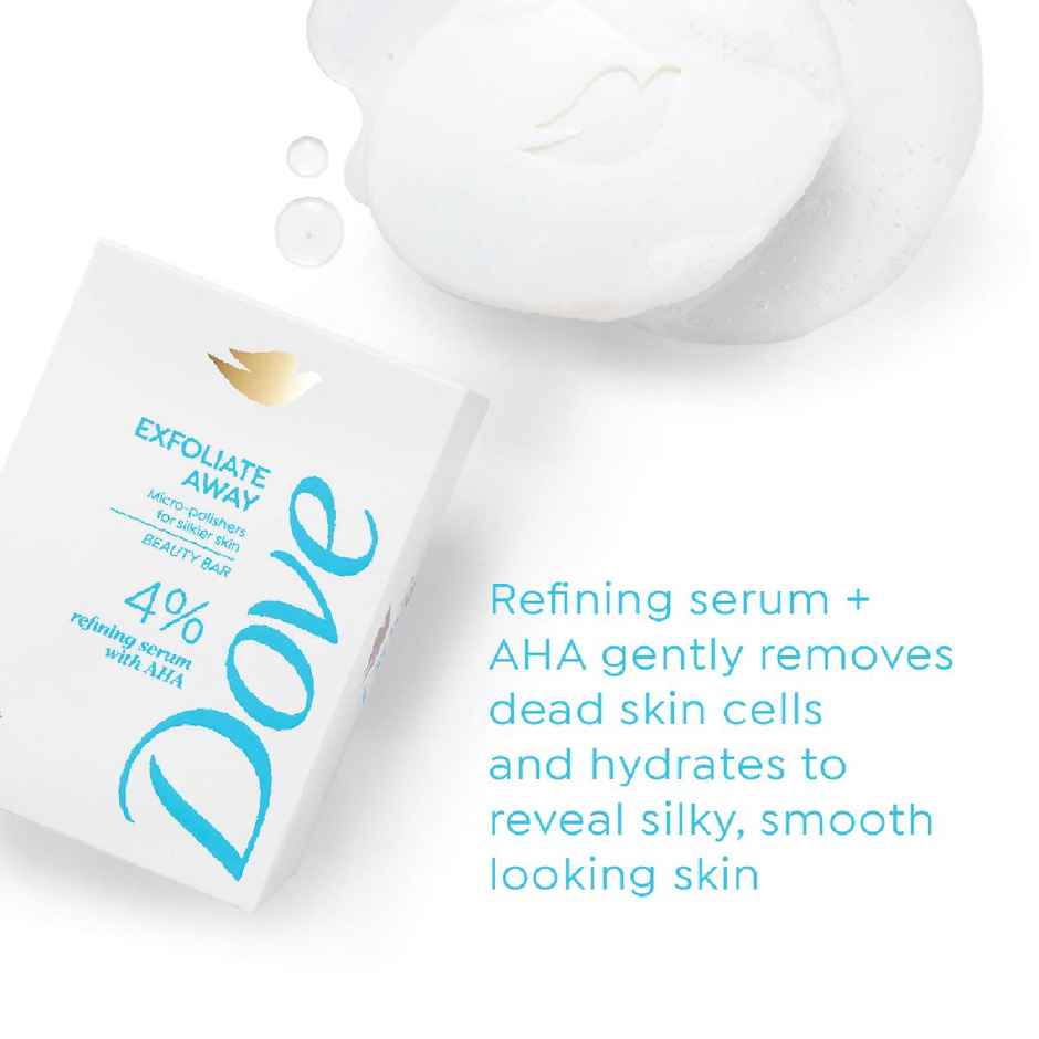 Dove 4% Refining Serum + AHA Exfoliate Away Serum Beauty Bar| Pack of 3