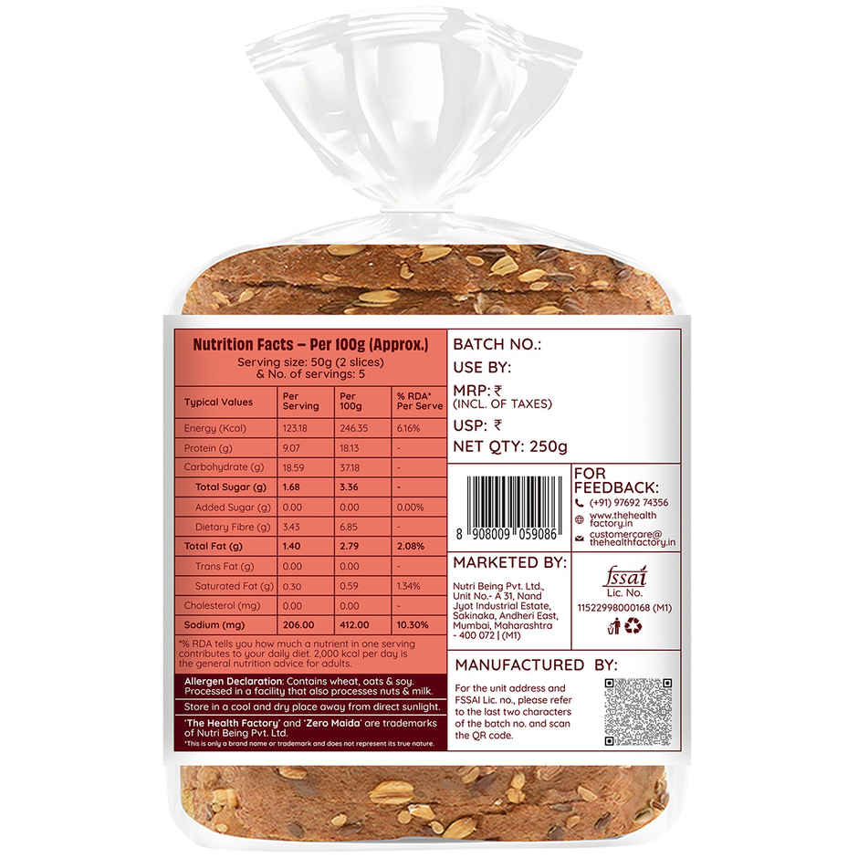 The Health Factory Zero Maida Super Protein Multigrain Bread