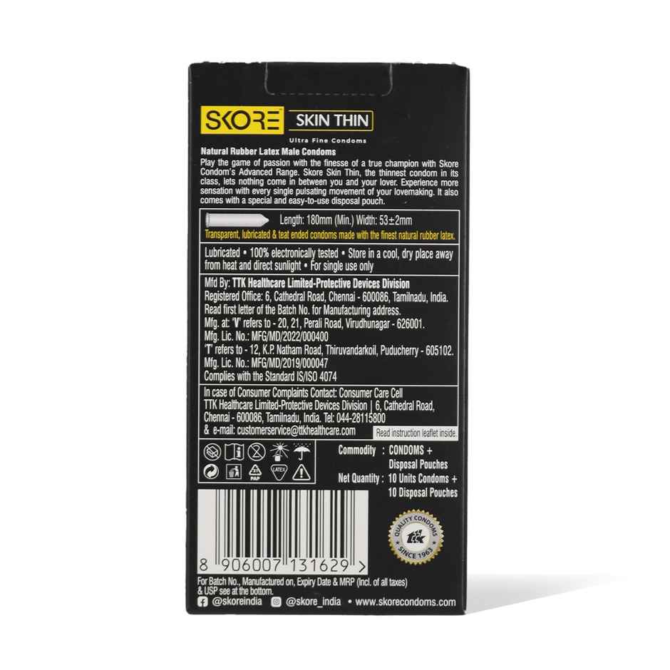 Skore Skin Thin Condoms (10pc) & Skore Lubes - Strawberry Flavour (50ml) Combo