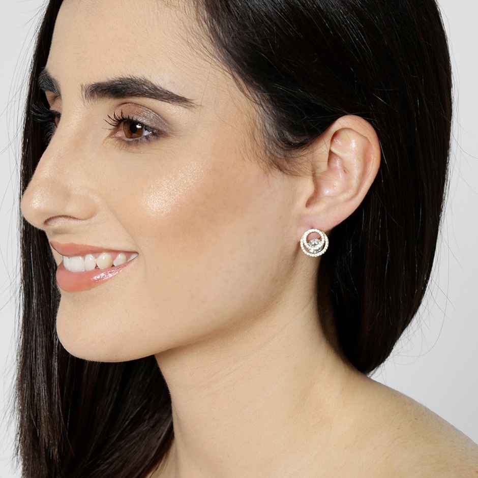 Carlton London 18kt Gold Plated with CZ Circular Stud Earring | FJE4257