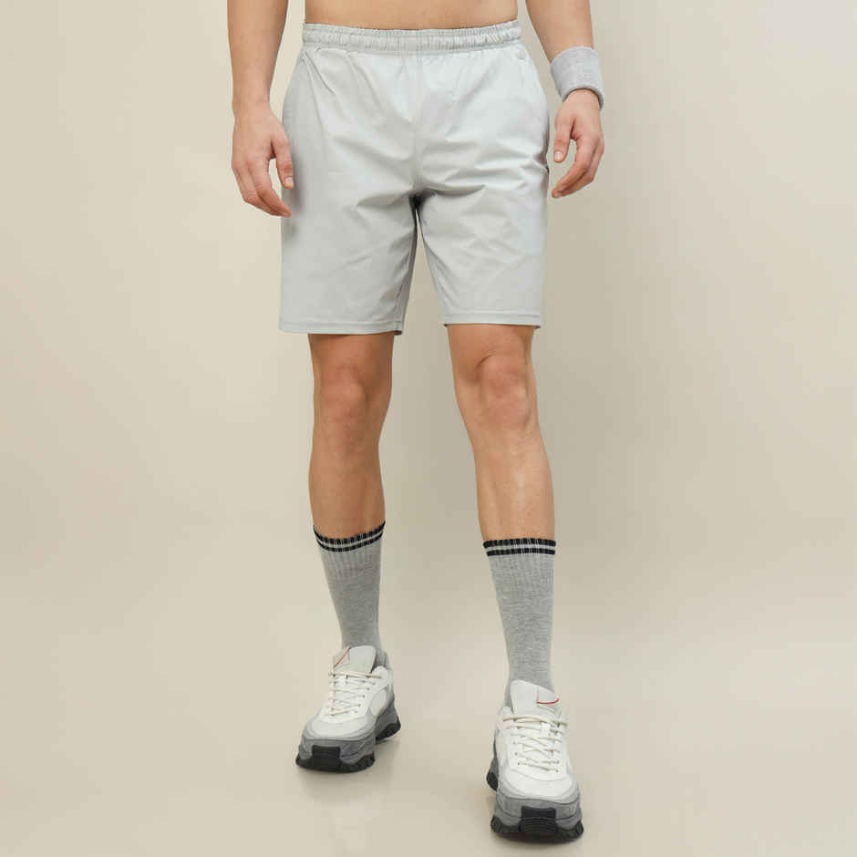 Technosport Men Poly Solid Relax Fit Sports Shorts with TECHNOLITE | Lunar Grey | XXL