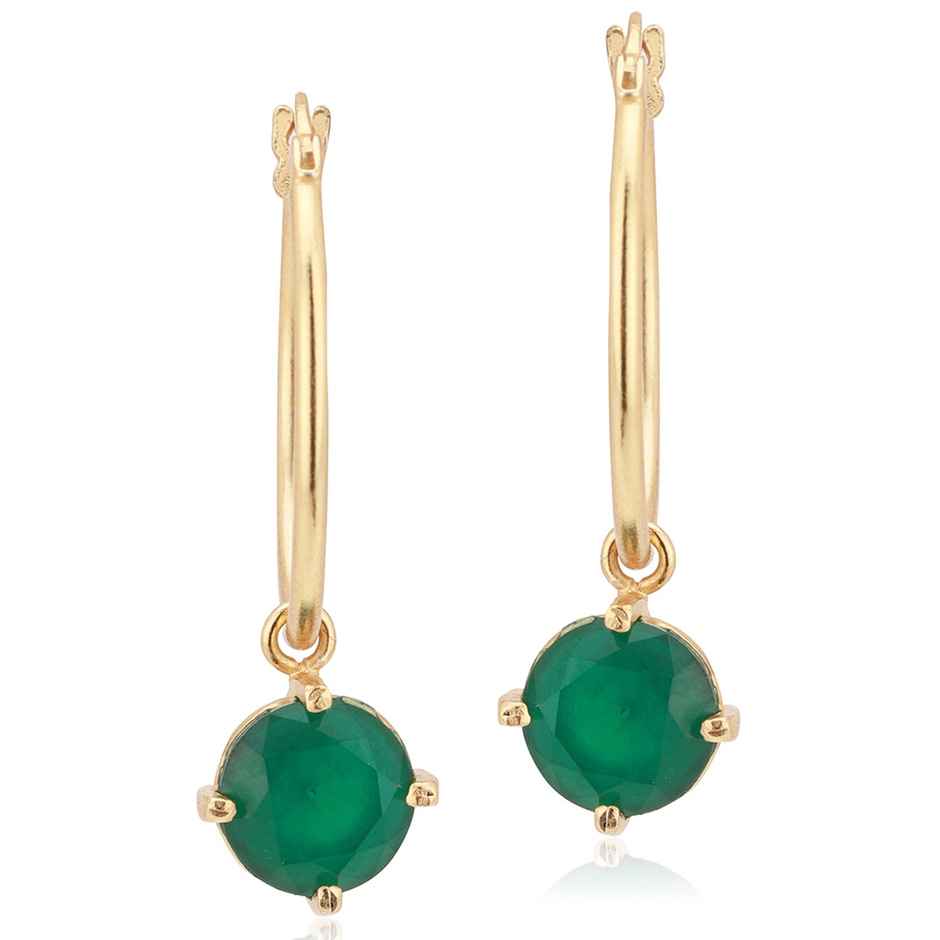 Carlton London 18kt Gold Plated with Glass Bead Hoop Earring | B823129E-1