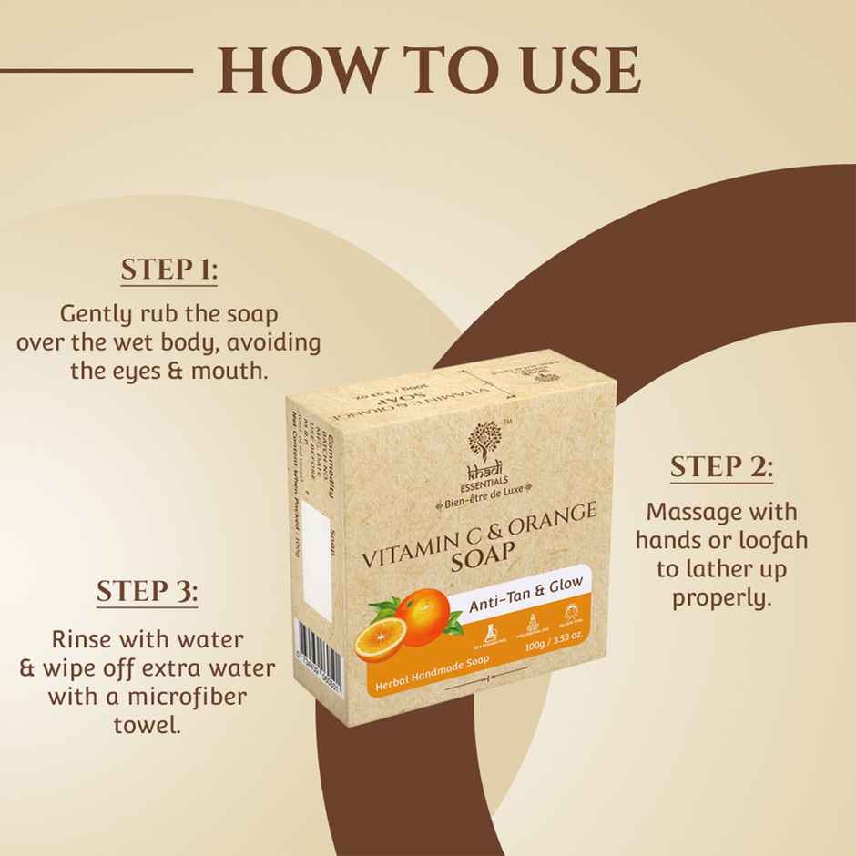 Khadi Essentials Vitamin C & Orange Soap | Brightens, Smoothens & Fights Tan | Handmade
