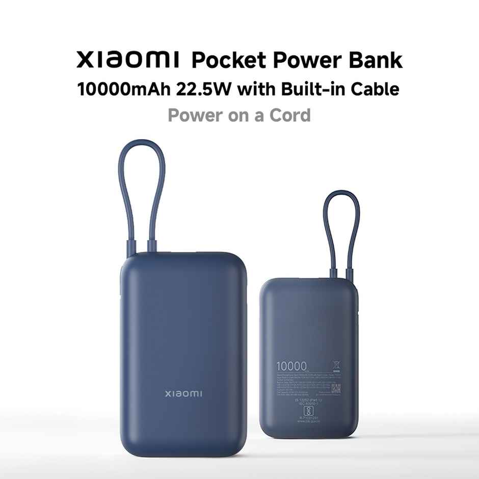 Xiaomi Pocket Power Bank 10000 mAh 22.5W With Built-In Cable