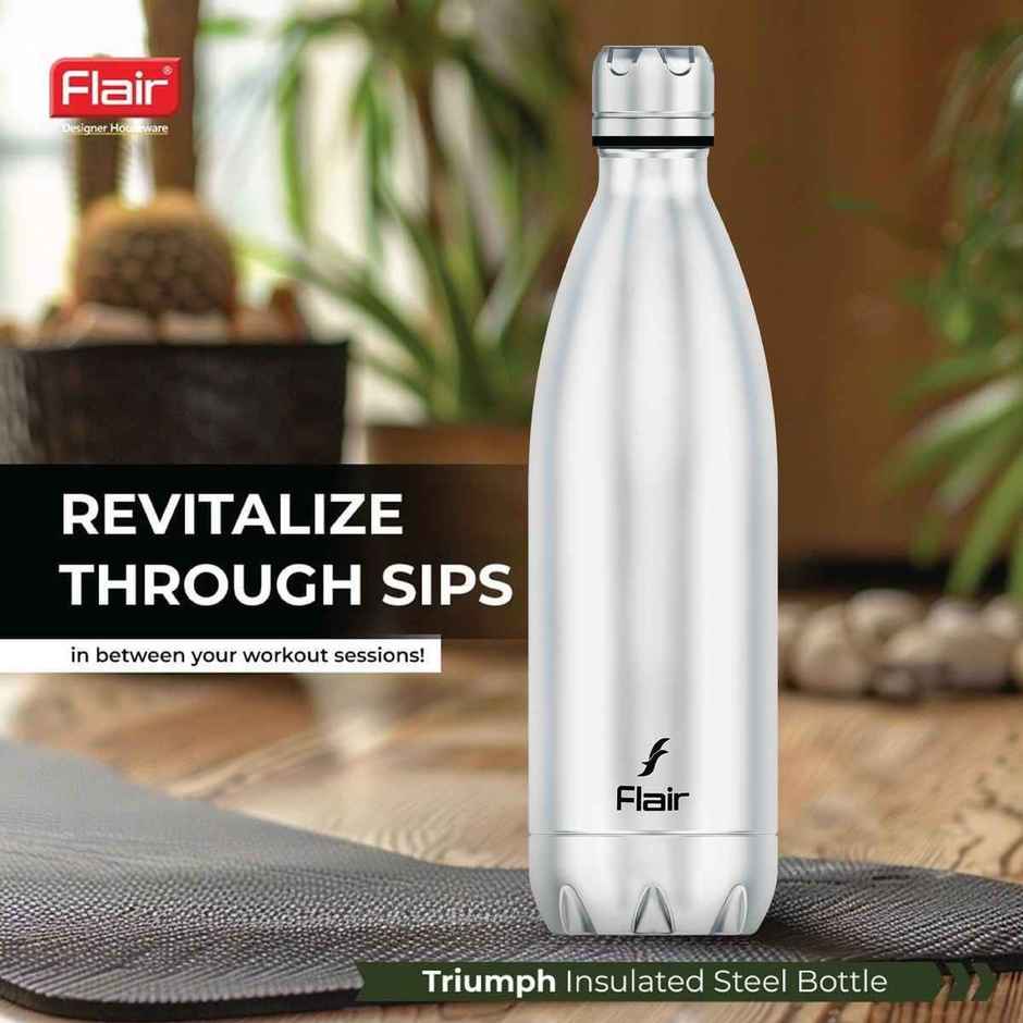 Flair Triumph Vaccum Stainless Steel Water Bottle 709 ml | Silver