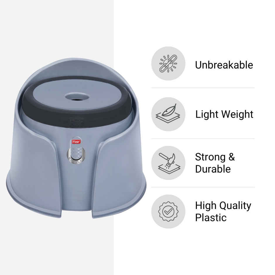 Flair Estella Home Stool 14 - Gray - Plastic Stool For Bathroom