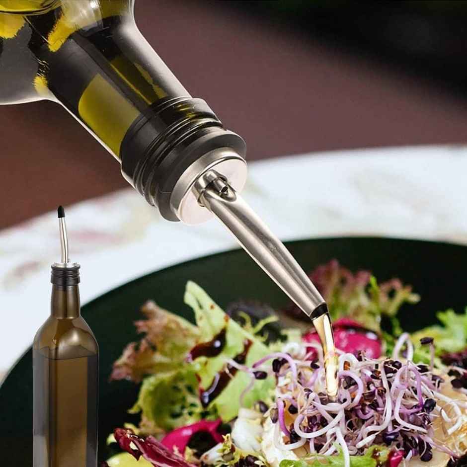 Bar Box Stainless Steel Wine Liquor Bottle Pour Dispenser Tapered Spout Rubber Stopper | Set Of 6