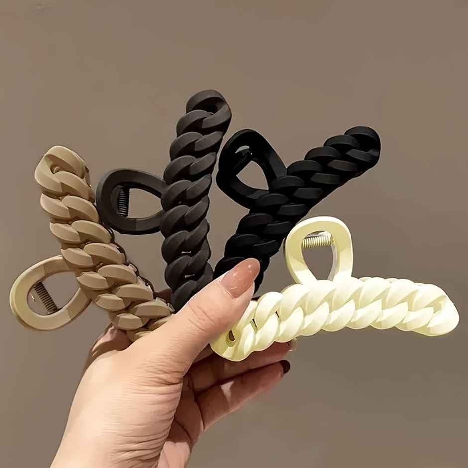 Chronex 2 Pcs Chic Matte Twist Hair Claw | Shark Clip For Women|Hair AccesBAUy | AsBAUted | Large