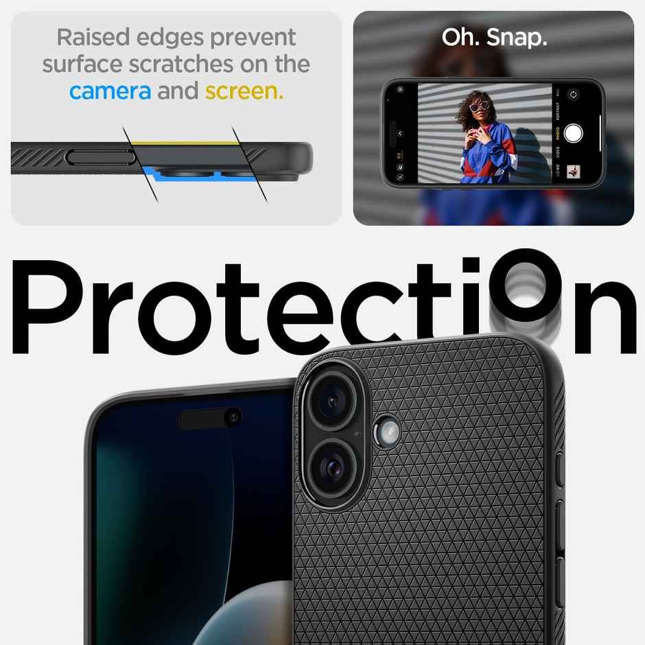 Spigen Liquid Air Back Cover Case Compatible with iPhone 16 (TPU | Matte Black)