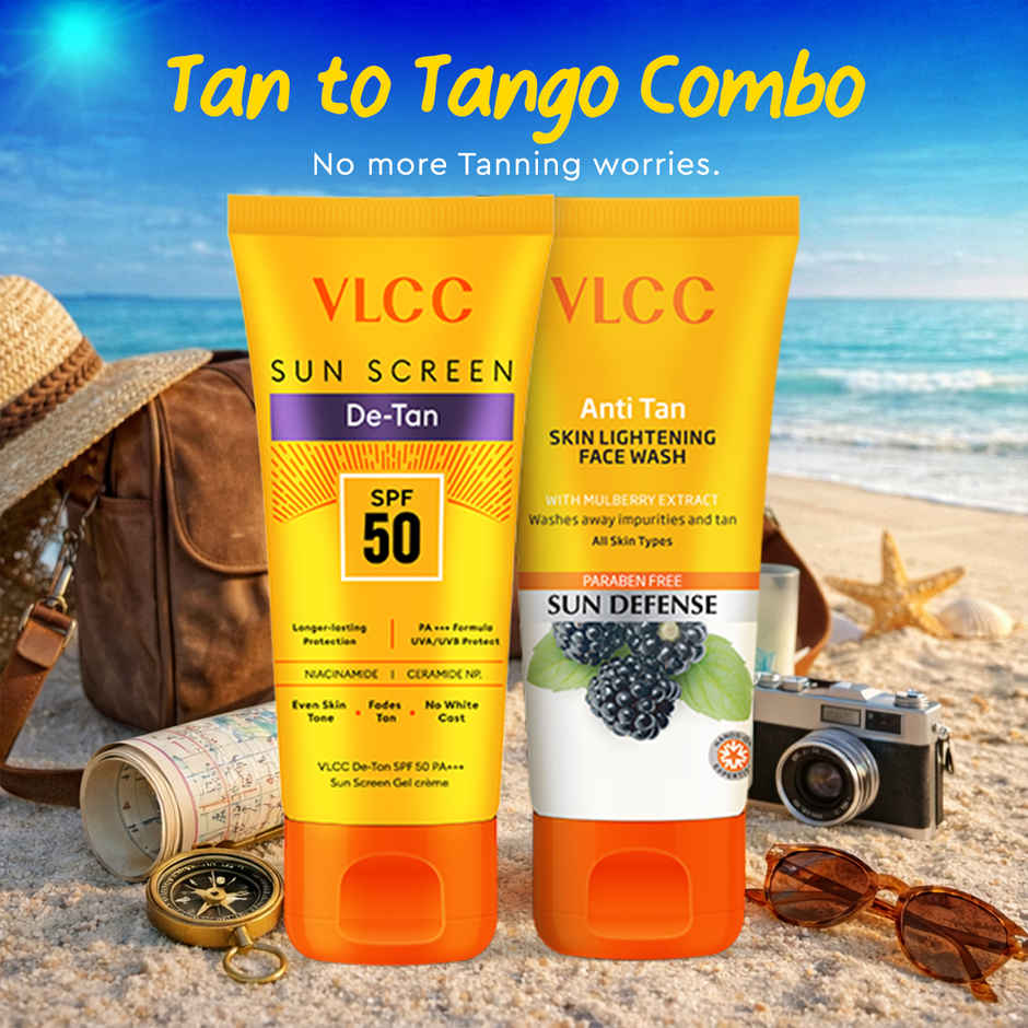 VLCC Tan to Tango Combo | De-Tan Sunscreen SPF 50 | Anti Tan Skin Lightening Face Wash