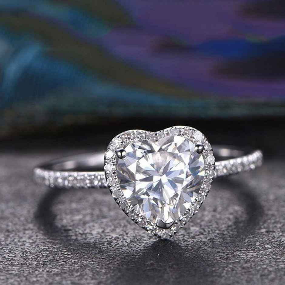 Fashion Frill Women's Heart Rings Silver Onesize