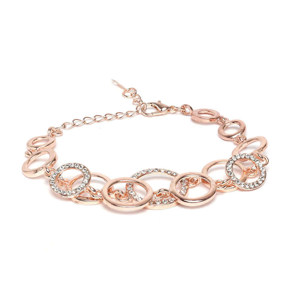 Youbella Rose Gold Crystal Gold Plated Floral Bracelets For Women Girls(Ybbn - 91560)