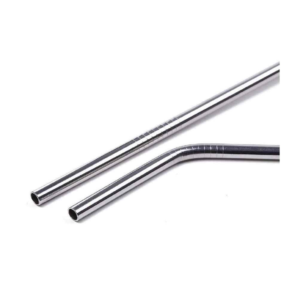 Soham Housewares Reusable Stainless Steel Straw With Cleaning Brush- Long Metal Straws For Drinking