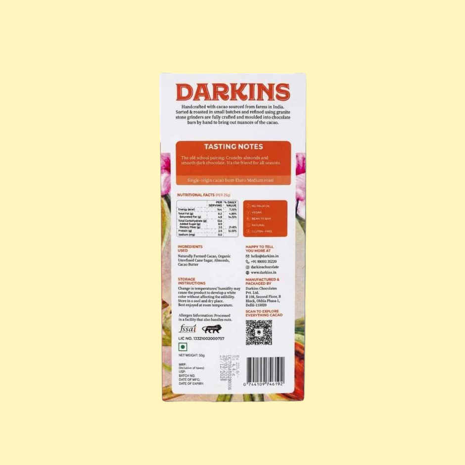 Darkins Roasted Almond Dark Chocolate Bar | 70% Rich Cocoa