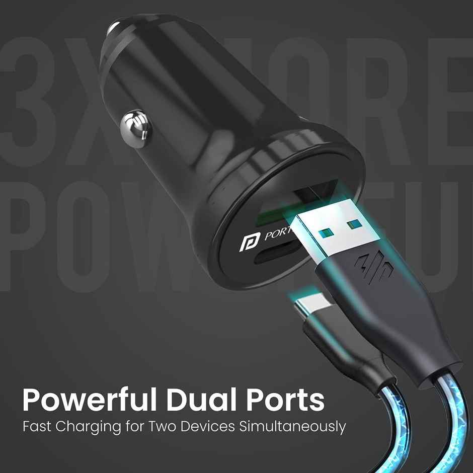 Portronics Car Power Mini Car Charger With Rapid Charge + Pd Output