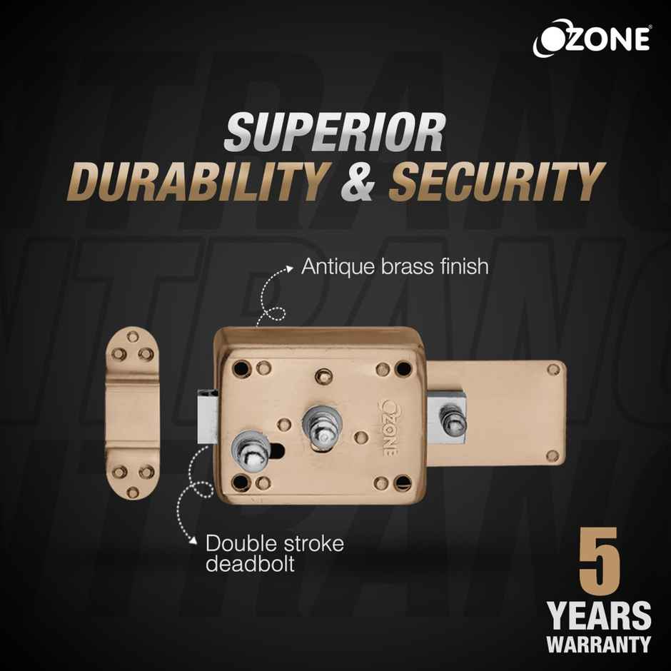 Ozone Night Latch With High-Strength Deadbolt | Door Thickness 40 MM (Antique Brass Finish)
