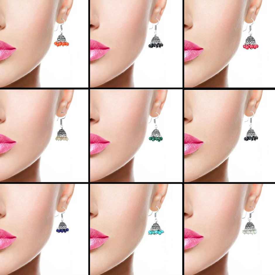 Sukkhi Exclusive Multicolor Oxidised Jhumki Earrings For Women | Combo Of 9