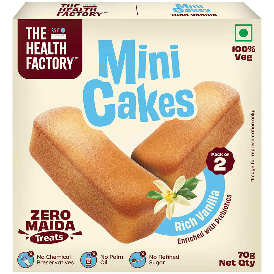 The Health Factory Mini Cakes Rich Vanilla | Zero Maida | Tea Cake | Eggless