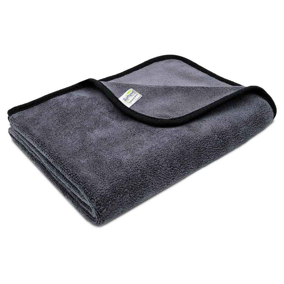 Softspun Microfiber Cleaning Cloth (XL, 50x80 cm, 500 GSM, 1pc, Grey)