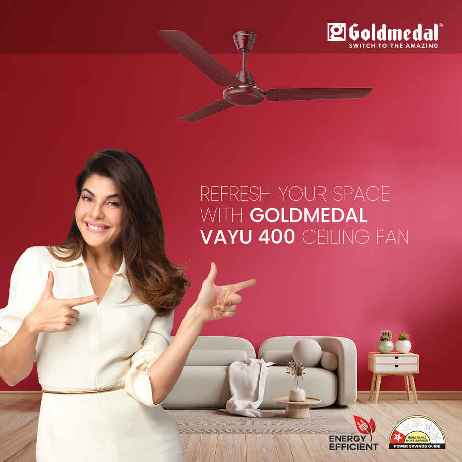 Goldmedal Vayu 400 Economy Ceiling Fan, 1200mm, Ultra High Speed, BEE Star Rated, Efficient, Brown