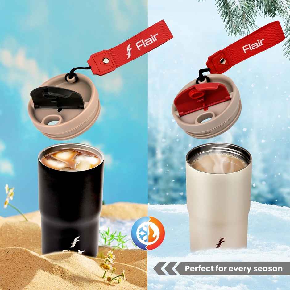 Flair Brew Mug Vacuum Insulated Steel Bottle (480 Ml,Black), 9 Hours Hot And 15 Hours