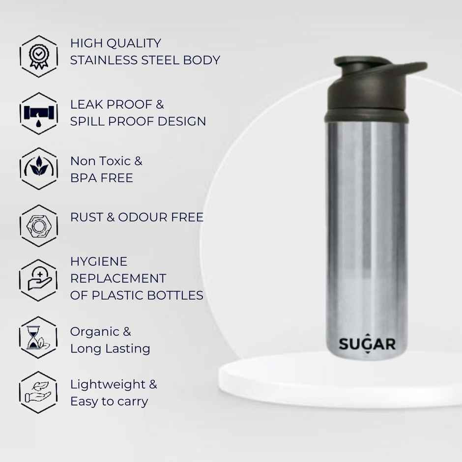 Sugar Homeware Stainless Steel Drinker Bottle | Silver - 800 ml