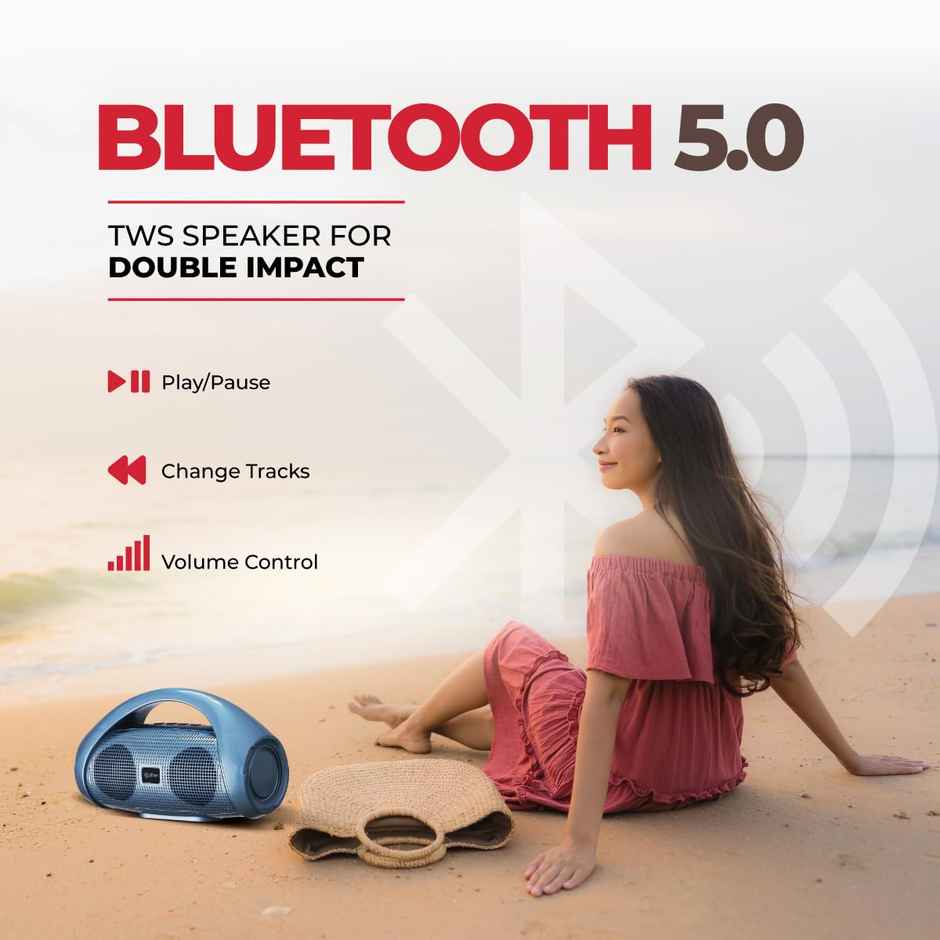 pTron Fusion Go 10W Portable Bluetooth Speaker | 6H Playtime | Immersive Sound & TWS Pairing - Blue
